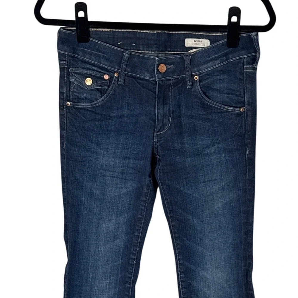 & STAR Women's Low Waist‎ Bootcut Leg Jeans Dark Wash Y2K Size 28